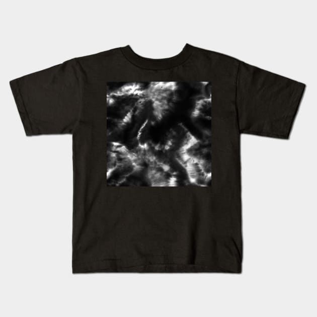 Vibrant Black and White Tie-Dye Kids T-Shirt by Carolina Díaz